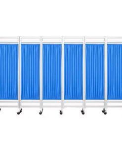 beweglicher Sichtschutz Raumteiler, mobiler Sichtschutz für Büro, 1/6-Panel, blaues Nylon-Seidengewebe |Steh-Raumteiler