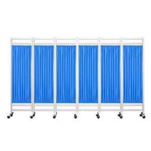 beweglicher Sichtschutz Raumteiler, mobiler Sichtschutz für Büro, 1/6-Panel, blaues Nylon-Seidengewebe |Steh-Raumteiler