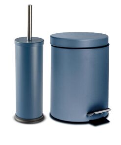 Harbour Housewares Runder Badezimmer-Pedalbehälter 3L Matt Blau - Hygienischer Handsfree-Mülleimer
