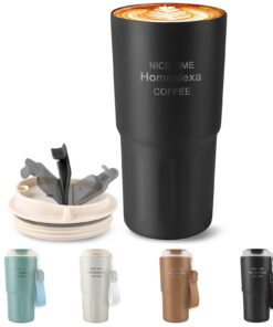 Homealexa Thermobecher 600ml Kaffee Becher Isolierbecher Edelstahl Reisebecher Camping Thermo Becher 360° Trinköffnung
