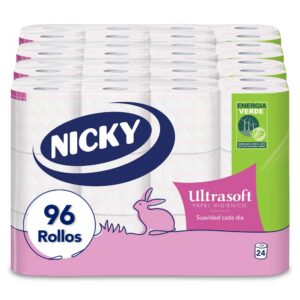 Nicky Ultrasoft Hygienisches Papier 96 Rollen für Familie und Freibadegebiet | Nicky Ultrasoft Hygienisches Papier 96 R