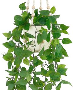 Mkono Gefälschte Hängepflanze mit Topf, perfekt für Schlafzimmer und Badezimmer Dekoration, 73cm Makramee-Pflanzenhänger