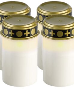 PEARL LED Grabkerze: 4er-Set flackernde LED-Grablicht-Kerzen, Batteriebetrieb, 12 cm