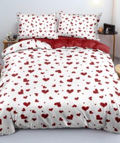 DXHOME Bettwäsche Herzen Weiß Roten Herzen Wendebettbezug 80x80cm OEKO-TEX_standard_100 DXHOME Bettwäsche Microfaser W