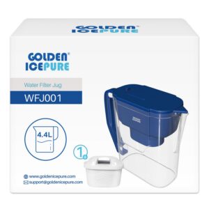 **GOLDEN ICEPURE Wasserfilter Kanne für Brita Maxtra und Maxtra+ Kapseln, großes Fassungsvermögen 4,4 l, beste Mineralw
