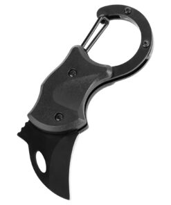 Klappmesser Schwarz Einhandmesser mit Karabiner für Outdoor-Survival, Campen und Jagd | Klappmesser Schwarz mit PU Sche