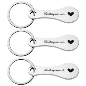BOOMTOP 3 Einkaufswagenlöser Schlüsselanhänger Abziehbar Lieblingsmensch Geschenk_metall retalmt Silvester für Mama Papa