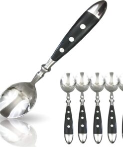 Kerafactum 6 Tafellöffel Suppenlöffel Löffel Set | Edelstahl Besteck mit schwarzen Griffen für Eintöpfe | Bistro Set im