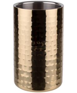 Edelstahl Weinkühler Gold-Optik gehämmert doppelwandig 12x20 cm für 0,7-1,5 L Flaschen
