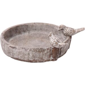 Dobar® Klassische Vogeltränke Pool-Oase - Vogelbad aus Zement - für Wildvögel - Grau - Ø 24,5 cm - Wassertränke für Gart