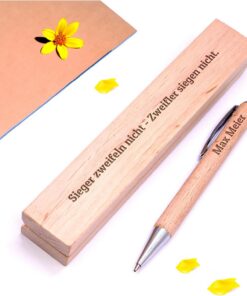 Diamandi Gravur Holz-Kugelschreiber Personalisiert - Holz Stift als Geschenk-Idee zur Prüfung - Personalisiert mit Name