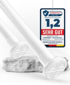 MEISENBERG Spannstange ohne Bohren - Weiß Ø 25 mm (50-80 cm) für Fenster & Küche