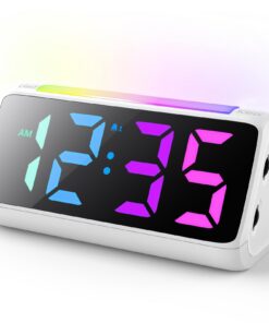 Digitale Uhr Kinder 0-100% Helligkeit Dimmer USB Ladeanschluss Alarm Kinderwecker Schlafzimmer