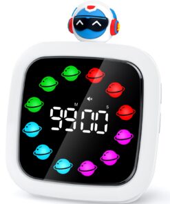 Yunbaoit Digitaler Visueller Timer für Kinder - Roboter mit 9 DIY-Farbplanet-Display & 99 Min. Countdown