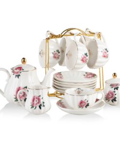 S_PIPELINE_Sweejar Home Porzellan-Teeset Royal-Serie für 6 Personen (rosa) S_PIPELINE_Sweejar Home Porzellan-Teeset Roya