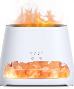 SALKING 2-in-1 Aroma Diffuser & Salt Range Pakistan Leuchte, Flammeneffekt Diffusor für ätherische Öle, 150ml(Weiß) - Lu