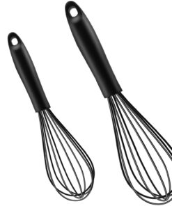 Schneebesen Silikon Set 2 Stück Schwarz Antihaftbeschichtung Für Küchenzerworkung Rührbesen Mischen, Schlagen, Aufschäum