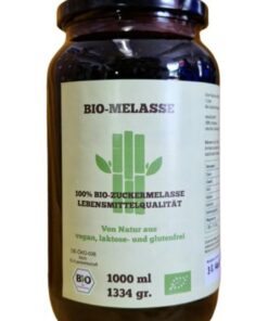 OHNE Konservierungsstoffe! 1 Liter / 1334gr 100% BIO-Zuckerrohr-Melasse im Einmachglas, perfectes Marinadenglas, leckere
