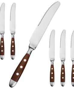 Alata Steakmesser Set Serie Berlin, 6 Stück, Edelstahl Wellenschliff,Scharfe Messer fürs Esszimmer,Haus und createAction