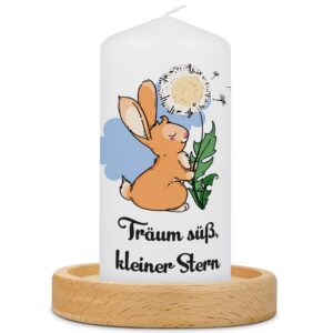 GRAVURZEILE Bedruckte Trauerkerze - Kinder Trauerkerze "Pusteblume verweht" - Bei Beerdigungen oder als Andenken ideal -