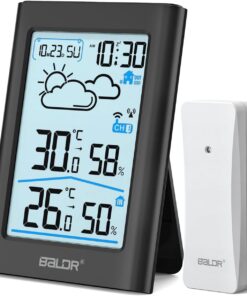 BALDR Wetterstation mit Funkaußensensor für Zimmer und Freischaufel Nutzung, Temperatursensor, Feuchtigkeitsmessung, Wet