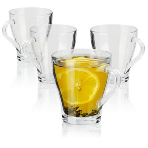 com-four® 4x Teegläser mit Henkel - robuste Gläser für Kaffee und Tee - spülmaschinenfest und mikrowellengeeignet - tran
