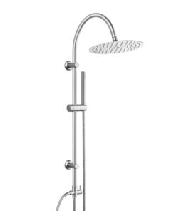 Görbach Regendusche Duschsystem ohne Armatur, Edelstahl Duschset mit Rund Kopfbrause XL 25cm fürVintage Badezimmer, Edel