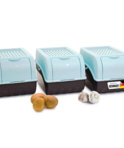 Novaliv - Kartoffel Aufbewahrungsbox 3x Mittel 5L TÜRKIS | FreshGemüsebox stapelbar, Zwiebel Aufbewahrung, Frischhaltedo