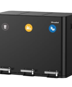 Lovewind 3 x 15L Recyclingeimer Schwarz, Soft-Close-Deckel und Pedale inklusive, für Recycling und Abfall, Stahl, Soft-C
