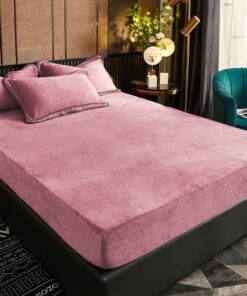 Luofanfei Warm Samt Bordüre Spannbettlaken 140x200cm Altrosa Rosa für Hochmatratzen Oeko-Tex