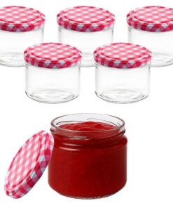 6er Set Marmeladengläser 330 ml Einmachgläser mit Deckel und Etiketten für hausgemachte Marmelade