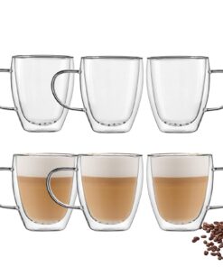 YALYAYA Doppelwandige Latte Macchiato Gläser für Kaffees znalender Aficionados zum genießen 6er Set 350ml Thermogläser m