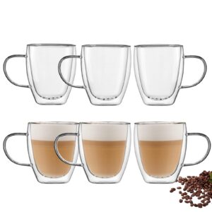 YALYAYA Doppelwandige Latte Macchiato Gläser für Kaffees znalender Aficionados zum genießen 6er Set 350ml Thermogläser m