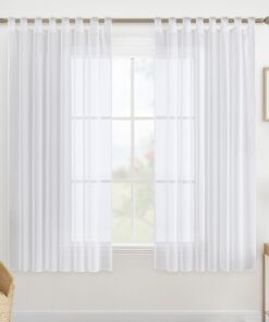 MIULEE Schlaufenschal für Schlafzimmer Schlaufenschal Luftig Deko Transparent Voile Vorhang 145x140 cm