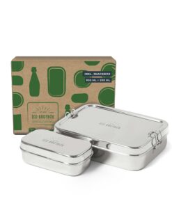 Brotbox XL Brotdose mit Fächern 700ml + 200ml - Edelstahl Lunchbox auslaufsicher BPA-frei