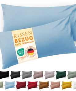 Blumtal Oeko-TEX zert. Kissenbezüge 40x80 - Weich & Waschmaschinenfest - Bezug Kissen 2 Stück Blau OEKO-TEX STANDARD 100