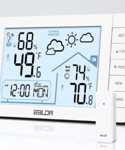 VIVILINEN Wetterstation Funk Außensensor Wettervorhersage Innen-Außentemperatur Luftfeuchtigkeit Hygrometer