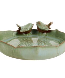 **Noble Keramik Glasiert Winterfest Vogeltränke Rund 24 cm für Vintage Outdoors Terrasse und Gartenbad** | **Vintage Vo