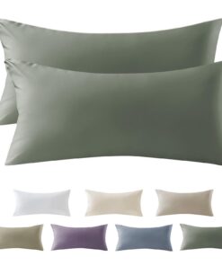 SOULFUL Satin Kissenbezug 40x80 Baumwolle, Weich und Bequem für Ihr Bett, ÖkoTex Zertifiziert, GrauSage OEKO-TEX STANDAR