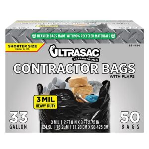 UltraSac Müllbeutel für Bauunternehmer – strapazierfähig, 0,9 mm dick – für Industrie und Gewerbe – 100 x 91 cm