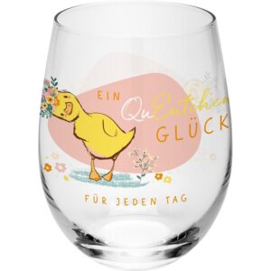 H:) PPY life Wasserglas mit Ente | Glas mit Motivdruck, konisch, 60 cl | Geschenk für Silvester, Glücksbringer | 48462