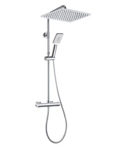 Görbach Regendusche Duschsystem Edelstahl Thermostat Edelstahl Thermostatus für Edelstahl Regendusche XXL Kopfbrause 35