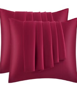 WOLTU 2er Satin Kissenbezug, Haar- und Hautpflege similar to Seide, weich wie Seide, Bordeaux, Global Recycled Standard