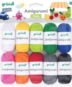 Gründl Wolle Amigurumi - Häkelgarn für kleine Figuren - Glanzvoll und hautfreundlich - 100% Baumwolle - 10 Miniknäuel 10