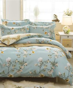 Boqingzhu Bettwäsche Blüten Grün Gold 2 Teilig OEKO-TEX STANDARD 100 Weiche Microfaser Wende Bettwäsche 80x80cm Kissenbe