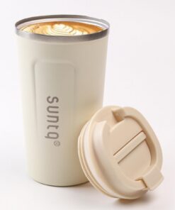 SUNTQ Edelstahl Thermobecher - Isoliert für Kaffeesparty und Arbeit - Auslaufsicheres Deckel (Elfenbein, 510ml) SUNTQ