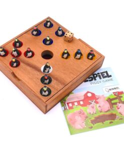 ROMBOL Pinguinspiel - Das Würfelspiel mit süßen Tierfiguren für die ganze Familie inkl. praktischem Verschlussband