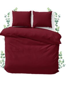JACOBSON 100% Baumwoll Bettwäsche - 155x220 cm Set + 2 Kissenbezüge, Perkal, Bordeaux, 3-teilig