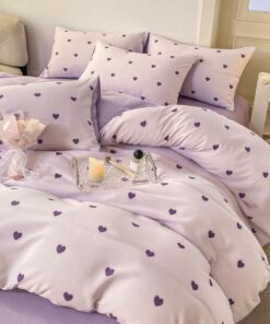 Nyescasa Bettwäsche Violett Herzen Kinder Wendebettwäsche Weiche Mikrofaser OEKO-TEX Standard 100