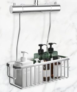 Duschablage ohne Bohren Silbrig Zum Hängen | Duschregal Aufhängen Badezimmer | Shampoo Halterung Incl.